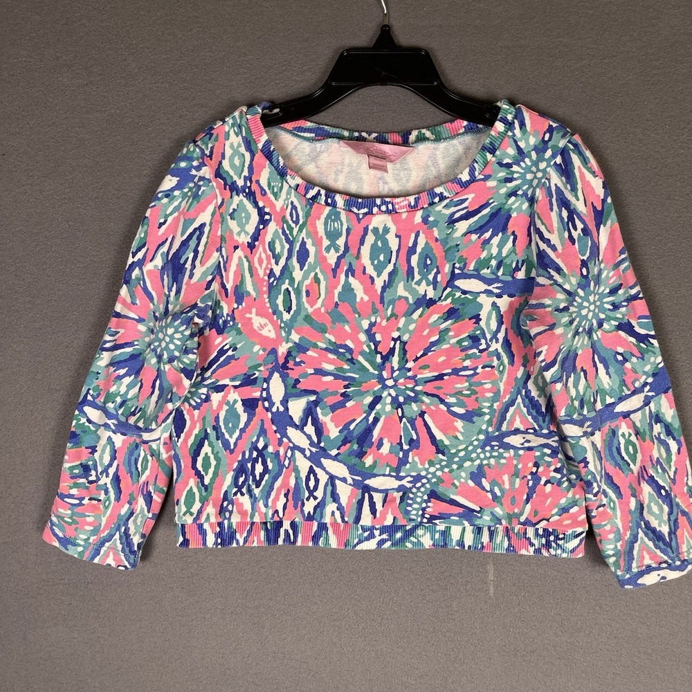 Lilly Pulitzer Mini Carlita Crop Top Tiki Pink Shake It Up Girl Size L‎ (8-10)